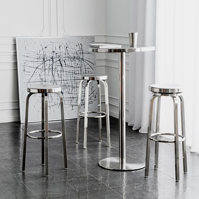 Industrial Round Bar Counter Table Metal Dining Table for Kitchen Clearhalo 'Bar Furniture' 'Bar Tables' 'bar_tables' 'furn' 'furn_bar_tables' 'Furniture' 'furniture_bar_tables' 'Kitchen & Dining Furniture' 1200x1200_a7a97826-501a-4308-9f42-ef01645ae8c1