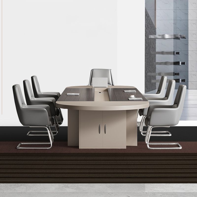 Modern Grey Writing Desk Office Oval Writing Desk with Hutch Clearhalo 'furn' 'furn_office_desk' 'Furniture' 'Office Desks' 'Office Furniture' 'office_desk' 1200x1200_a7a98872-6a53-44ea-b692-6bb95c6d68e7