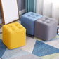 Tufted quadratische Form Ottomane moderne Leinenmischung gepolsterter Pouf