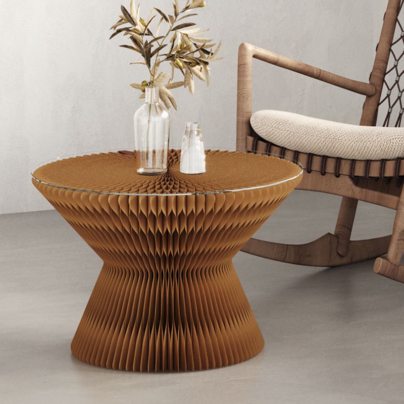 Contemporary Round Side Table, Antique Finish Top and Drum Base Side Table Clearhalo 'Coffee & Accent Tables' 'End & Side Tables' 'end_side_table' 'end_side_tables' 'furn' 'furn_end_side_tables' 'Furniture' 'furniture_end_side_table' 'Living Room Furniture' 1200x1200_a7aa4cbd-63a2-4bb3-a910-05d804cea57e