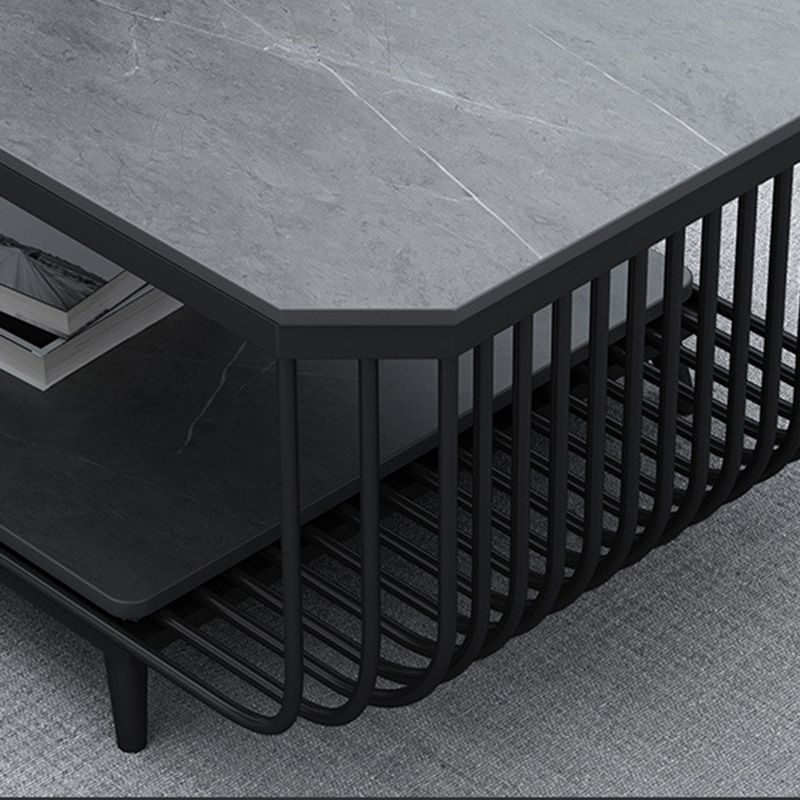 Glam Slate Coffee Table Rectangle Coffee or End Table with Shelf Clearhalo 'Coffee & Accent Tables' 'Coffee Tables' 'coffee_tables' 'furn' 'furn_coffee_tables' 'Furniture' 'Living Room Furniture' 1200x1200_a7aa94c0-7477-4538-add8-462a3a784a43