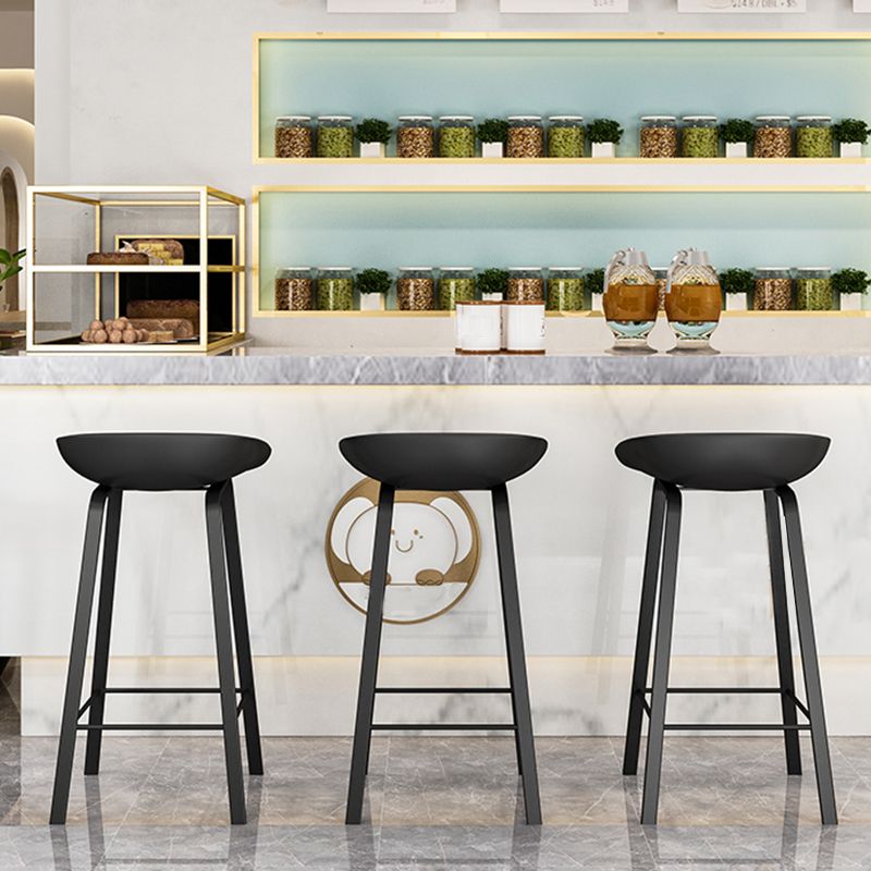 Modern Plastic and Metal Counter Stool Footrest Bucket Backrest Counter-height Stool