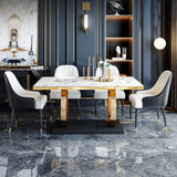 Trestle Base Dining Table Traditional Luxury Marble Dinner Table for Home Clearhalo ' dining_table' 'Dining Tables & Seating' 'Dining Tables' 'furn' 'furn_dining_table' 'Furniture' 'furniture_dining_table' 'Kitchen & Dining Furniture' 'kitchen&dining_furn' 'kitchen' 'kitchen_dining_table' 1200x1200_a7ad1978-343b-47b5-9a4e-f51820ade6dd