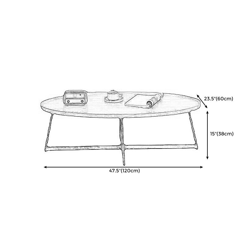 Stile moderno Black Metal Base Metal Bashing Wood/Walnut Oval/Round Table Top Side Table