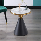 21.5" Tall Modern Round Side End Table with Metal Pedestal Base