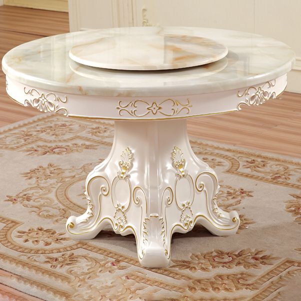 Solid Wood Victorian Round Dining Table Faux Marble Top Table with Wooden Pedestal Clearhalo 'Dining Tables & Seating' 'Dining Tables' 'dining_table' 'furn' 'furn_dining_table' 'Furniture' 'furniture_dining_table' 'Kitchen & Dining Furniture' 'kitchen' 'kitchen_dining_table' 1200x1200_a7aeb548-6486-43be-b92c-4dfbae7a117c