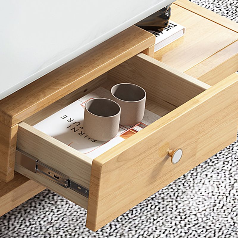 Supporto TV scandinavo da 16" con ripiani aperti, console multimediale TV con cassetti