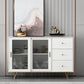 Glam Living Room Buffet Stand MDF Adjustable Shelving Sliding and Glass Doors Credenza Clearhalo 'buffet_sideboard' 'Buffets & Sideboards' 'Furniture' 'furniture_buffet_sideboard' 'Kitchen & Dining Furniture' 1200x1200_a7b207e9-7bd8-470e-af82-b410c3b0d311