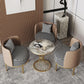 Modern Round Dining Table for Kitchen Glossy Grey Dinette Table with Metal Base Clearhalo 'Dining Tables & Seating' 'Dining Tables' 'dining_table' 'furn' 'furn_dining_table' 'Furniture' 'Kitchen & Dining Furniture' 1200x1200_a7b29b1e-bf51-4dbb-b252-3e769271e026