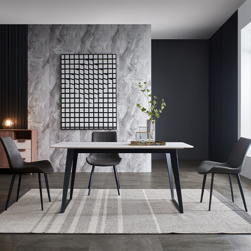 Contemporary Sintered Stone Rectangle Table Set 1/4/6 Pieces Dining Set Clearhalo 'Dining Room Sets' 'Dining Tables & Seating' 'dining_room_set' 'furn' 'furn_dining_room_set' 'Furniture' 'Kitchen & Dining Furniture' 1200x1200_a7b58860-acae-4f40-9e57-d9d38a24f582