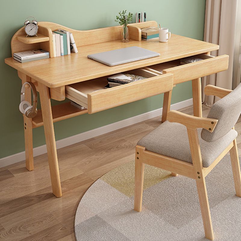 Rectangular Shaped Office Laptop Table Reversible in Natural Writing Desk With 1/2 Drawers Clearhalo 'furn' 'furn_office_desk' 'Furniture' 'Office Desks' 'Office Furniture' 'office_desk' 1200x1200_a7b78887-97d7-4543-a803-f0c2f915656b