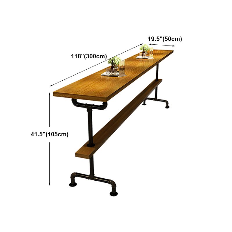 Brown Industrial Style Bar Table Solid Wood Casual Bar Table with Metal Base Clearhalo 'Bar Furniture' 'Bar Tables' 'bar_tables' 'furn' 'furn_bar_tables' 'Furniture' 'furniture_bar_tables' 'Kitchen & Dining Furniture' 1200x1200_a7bb6fa3-d07b-4c49-920f-d3e94e69c473
