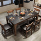 Rectangle Sintered Stone Dining Table Solid Wood Frame Dining Table Clearhalo 'Dining Tables & Seating' 'Dining Tables' 'dining_table' 'furn' 'furn_dining_table' 'Furniture' 'Kitchen & Dining Furniture' 1200x1200_a7bca04c-c618-404c-a14b-e7fa83b3c96b