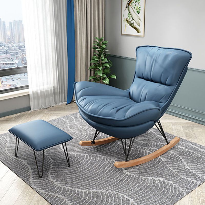 Sedia a dondolo contemporanea Codice in pelle con finta sedia da bilanciere con cuscini con cuscini