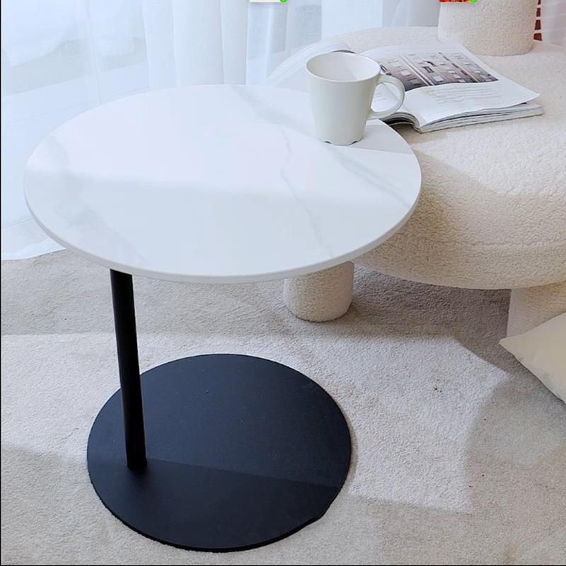 Modern Round Stone Pedestal Sofa Side Accent Table - Dia 19.69" Clearhalo 'Coffee & Accent Tables' 'End & Side Tables' 'end_side_tables' 'furn' 'furn_end_side_tables' 'Furniture' 'Living Room Furniture' 1200x1200_a7beb5ca-3131-4cec-8223-1abd3cc53a1a