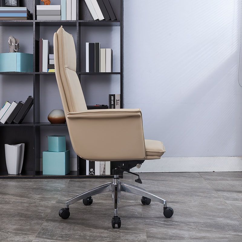 High Back Leather Swivel Office Chair with Chrome Arms Upholstered Task Chair Clearhalo 'furn' 'furn_office_chair' 'Furniture' 'Office Chairs' 'Office Furniture' 'office_chair' 1200x1200_a7bf5a36-3f39-4da6-8b2a-f432651acfb8
