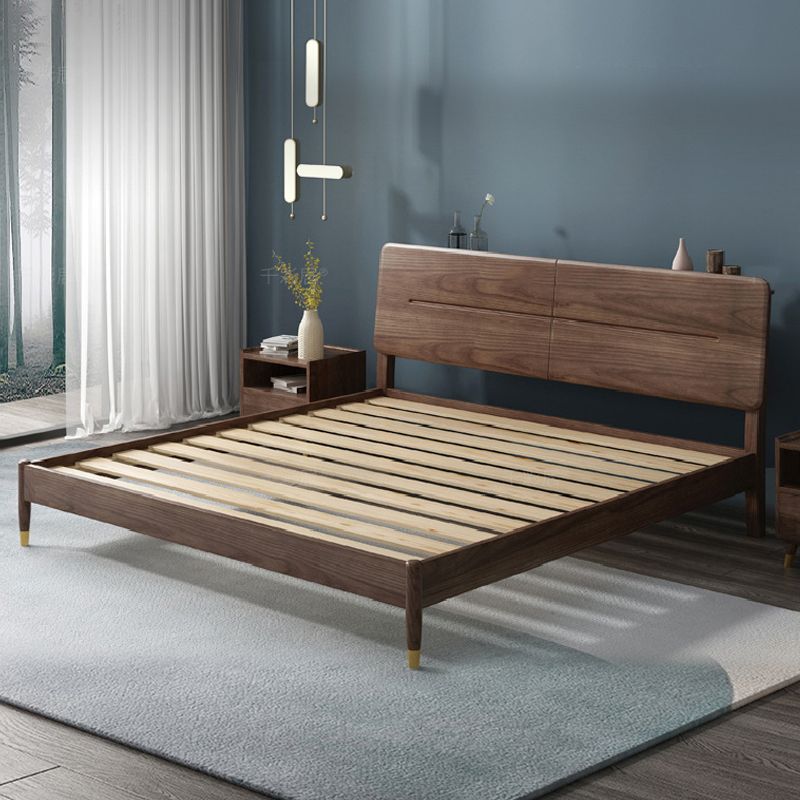 Mid-Century Modern Solid Wood Bed with Rectangular Headboard Bed Frame Clearhalo 'Bedroom Furniture' 'Beds' 'furn' 'furn_beds' 'Furniture' 1200x1200_a7bff3d8-4750-42b4-a439-ae892a78ea04