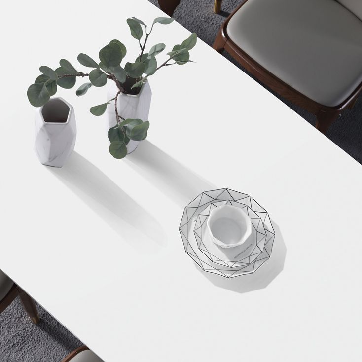 Rectangle 4 Legs Mid-Century Table White Fixed Table with Sintered Stone Clearhalo ' dining_table' 'Dining Tables & Seating' 'Dining Tables' 'furn' 'furn_dining_table' 'Furniture' 'furniture_dining_table' 'Kitchen & Dining Furniture' 'kitchen&dining_furn' 'kitchen' 'kitchen_dining_table' 1200x1200_a7c074d5-d323-43c4-a809-0b2f10f5749a