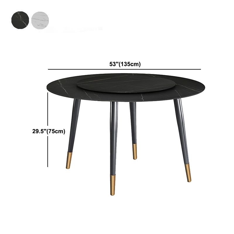 Round Metal 4 Legs Dining Table Black Frame Traditional Luxury Dining Table Clearhalo 'Dining Tables & Seating' 'Dining Tables' 'dining_table' 'furn' 'furn_dining_table' 'Furniture' 'furniture_dining_table' 'Kitchen & Dining Furniture' 'kitchen' 'kitchen_dining_table' 1200x1200_a7c22a95-7adb-49a0-9203-d3340d6b70a3