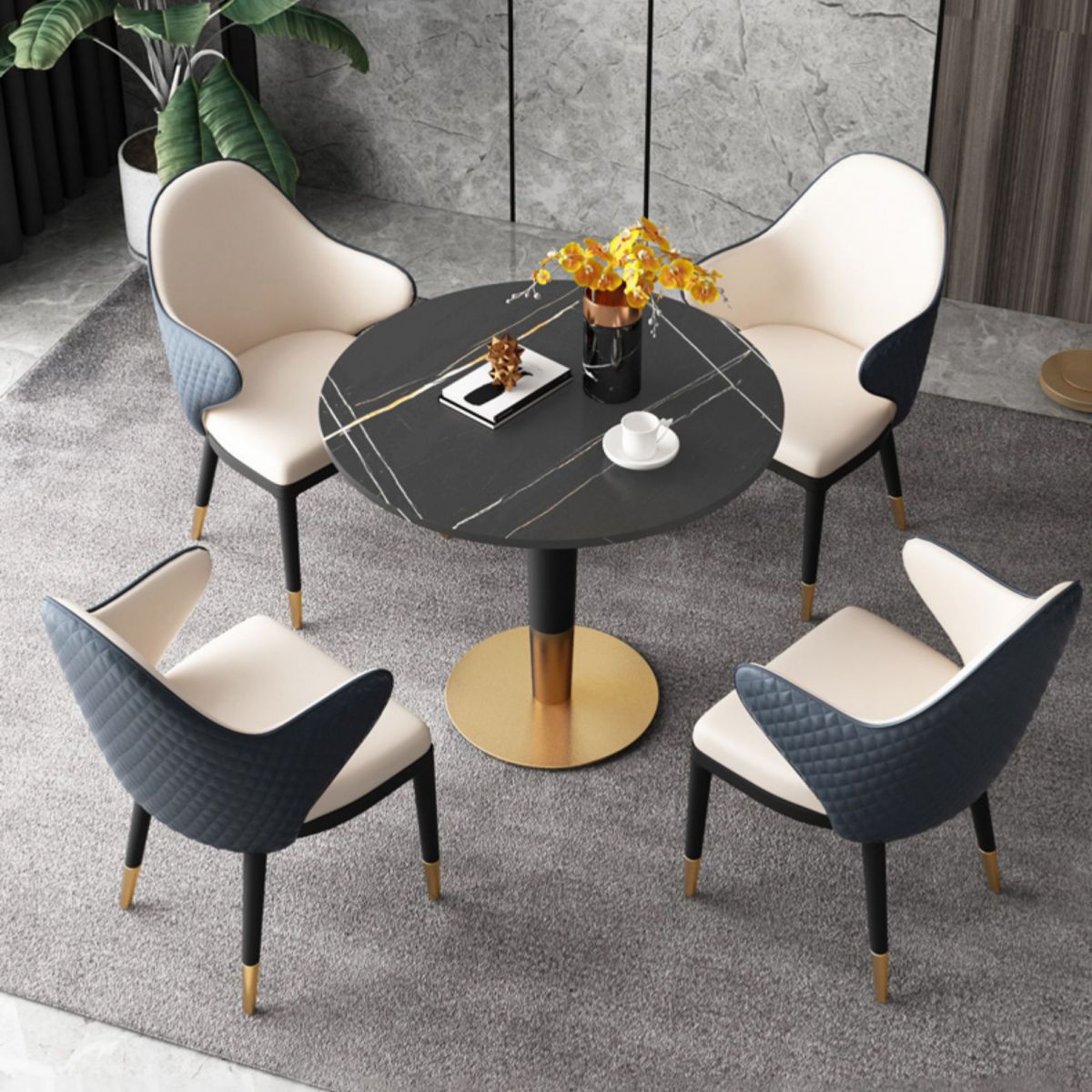 Contemporary 1/4/5 Pieces Dining Set Round Dining Room Table Set Clearhalo 'Dining Room Sets' 'Dining Tables & Seating' 'dining_room_set' 'furn' 'furn_dining_room_set' 'Furniture' 'furniture_dining_room_set' 'Kitchen & Dining Furniture' 'kitchen&dining_furn' 'kitchen' 1200x1200_a7c2810b-72ce-4aa2-9a7b-2727df7dd6cb