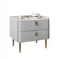 Glam Accent Table Nightstand Faux Marble and Solid Wood Nightstand with Legs