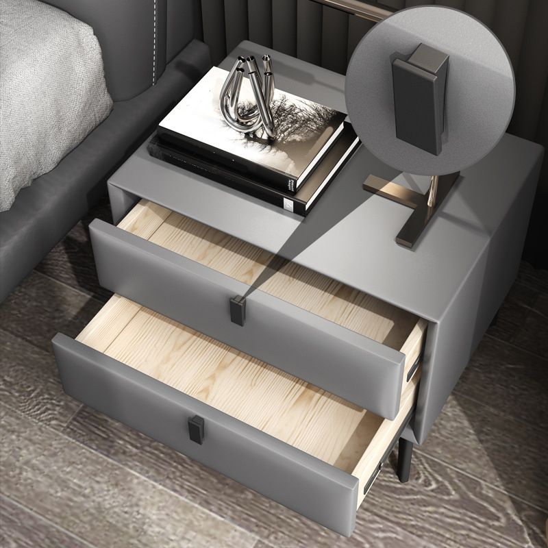 Cama de cuero de falsa mesita de noche de acento de 2 cavadores Noche para dormitorio