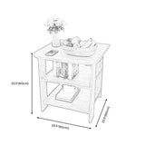 Transitional Square Wood End Table 4 Legs Sofa Side Table with Shelves