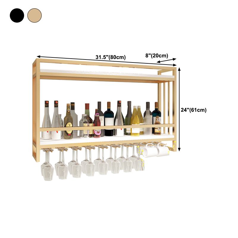 Metal Wall Mounted Wine Bottle & Glass Rack Glam Wine Rack with Stemware Holder Clearhalo 'furn' 'furn_wine_racks' 'Furniture' 'Kitchen & Dining Furniture' 'Wine Racks' 'wine_racks' 1200x1200_a7c63060-9141-46c6-b96f-e17916ca39a5
