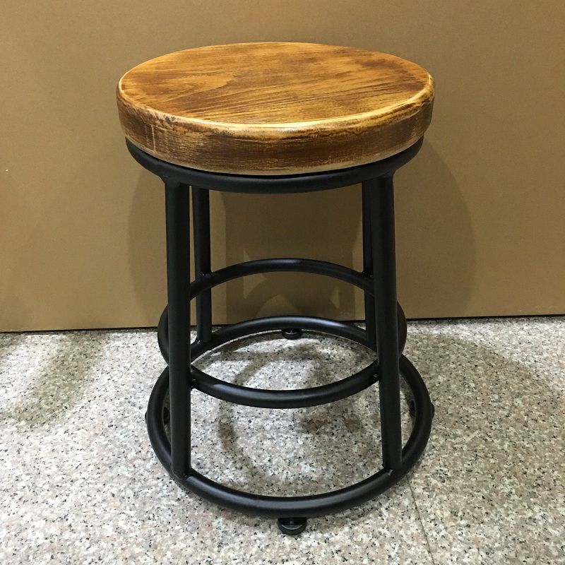 Modern Wood Bar Stool Round Footrest Indoor Counter Stool with Iron Legs Clearhalo 'Bar Furniture' 'Bar Stools' 'bar_stools' 'furn' 'furn_bar_stools' 'furniture_bar_stools' 'Kitchen & Dining Furniture' 'kitchen&dining_furn' 'kitchen' 'kitchen_furn' Furniture' 1200x1200_a7c936b2-6d7f-4932-bb49-2ea61a0c7a88