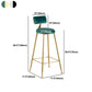 Glam Metal Barstool Fabric Cushion Velvet Stool in Matte Finish for Indoor