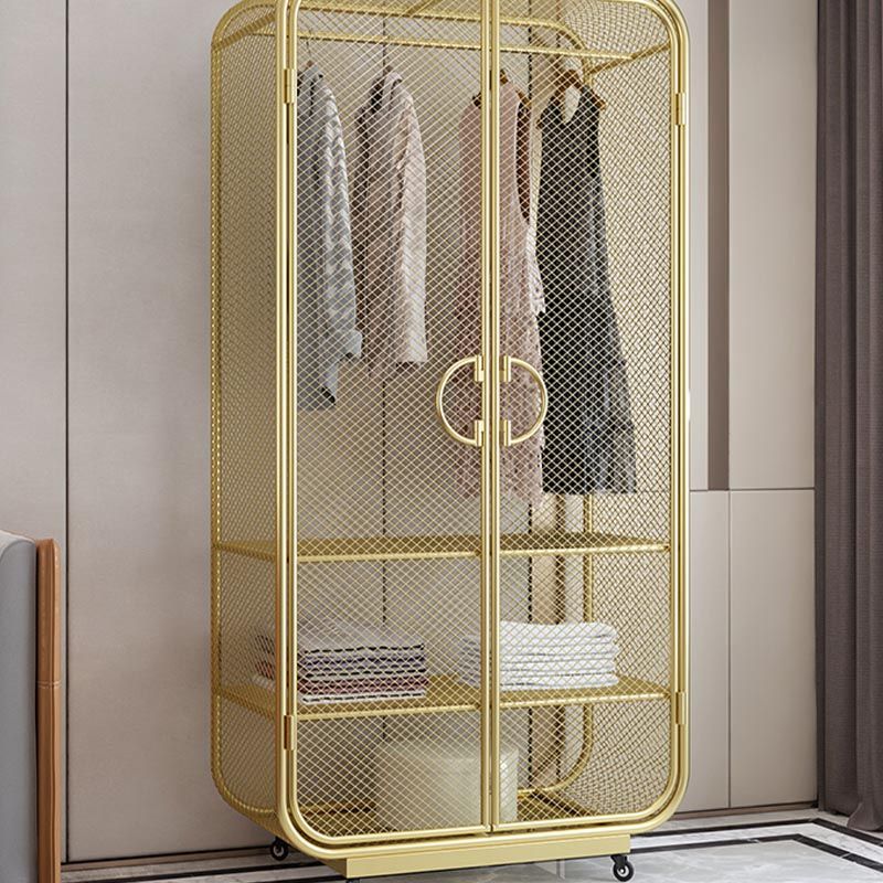 Industrial Style Wardrobe Bedroom Metal Wardrobe Closet with 2 Doors Clearhalo 'Armoires & Wardrobes' 'armoires_wardrobes' 'Bedroom Furniture' 'furn' 'furn_armoires_wardrobes' 'Furniture' 1200x1200_a7ca8619-282a-4638-b6db-33baea0b0596