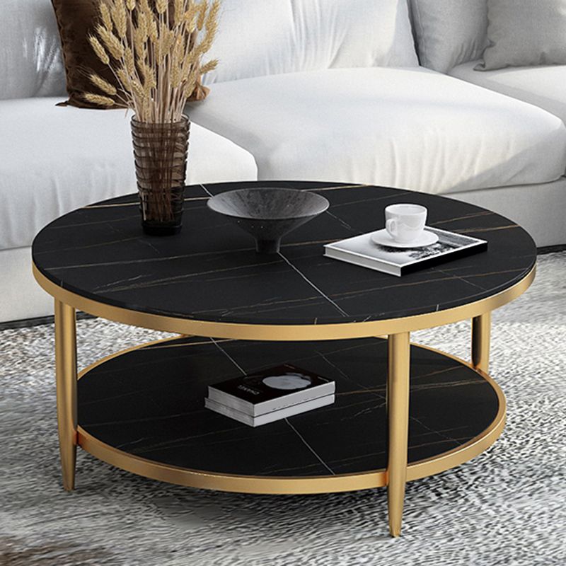 Glam Round 4 Legs Coffee Table Slate Top Coffee Cocktail Table Clearhalo 'Coffee & Accent Tables' 'Coffee Tables' 'coffee_tables' 'furn' 'furn_coffee_tables' 'Furniture' 'Living Room Furniture' 1200x1200_a7cb255c-57a9-43e0-93cd-7501b488b32e