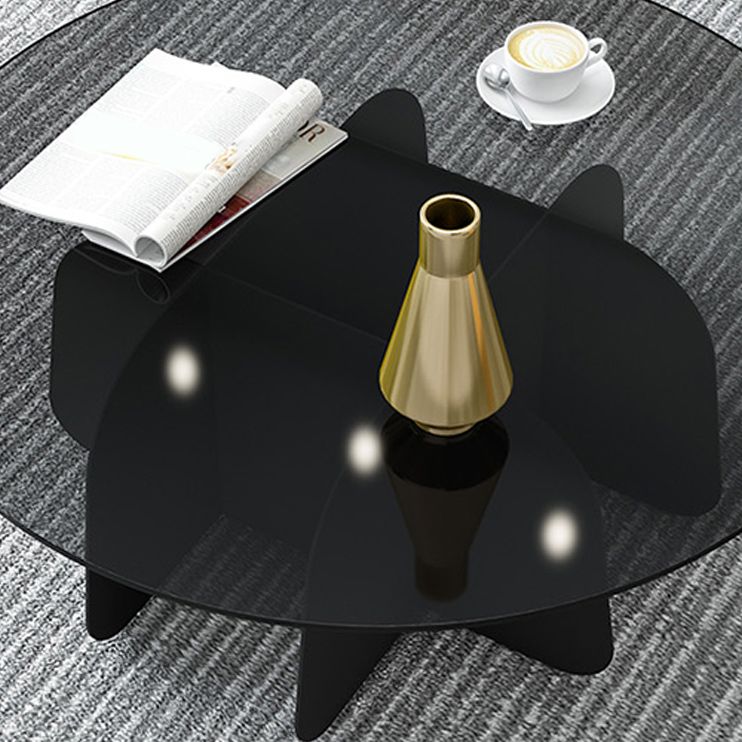 Moderner runder Couchtisch, runder Kaffee- und Cocktailtisch mit Glasplatte für das Wohnzimmer