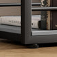 Industrial Rectangle Stone Pub Bar Table Indoor Black Iron Bar Dining Table with Shelf Clearhalo 'Bar Furniture' 'Bar Tables' 'bar_tables' 'furn' 'furn_bar_tables' 'Furniture' 'furniture_bar_tables' 'Kitchen & Dining Furniture' 1200x1200_a7cd1e97-2378-433b-91dd-67bfaa911b3f