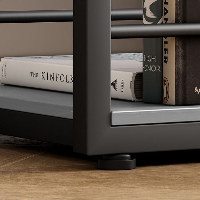 Industrial Rectangle Stone Pub Bar Table Indoor Black Iron Bar Dining Table with Shelf Clearhalo 'Bar Furniture' 'Bar Tables' 'bar_tables' 'furn' 'furn_bar_tables' 'Furniture' 'furniture_bar_tables' 'Kitchen & Dining Furniture' 1200x1200_a7cd1e97-2378-433b-91dd-67bfaa911b3f