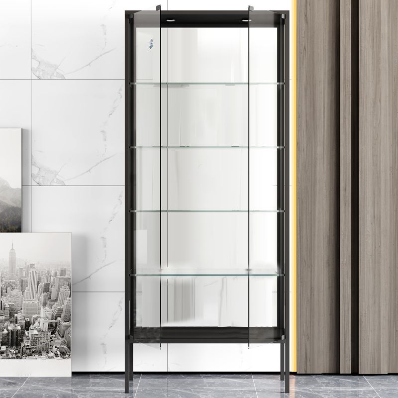 Modern Steel Curio Cabinet Standard 14" W Cabinet for Dining Room Clearhalo 'Display & China Cabinets' 'display_china_cabinets' 'furn' 'furn_display_china_cabinets' 'Furniture' 'Kitchen & Dining Furniture' 1200x1200_a7cd3138-e284-4469-b48d-448994ea934b