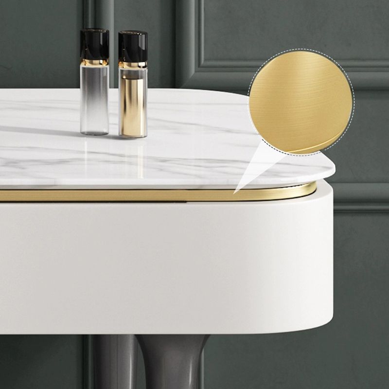 Weißer Waschtisch-Make-up-Eitelkeit Stone Top Spintenstühle Set