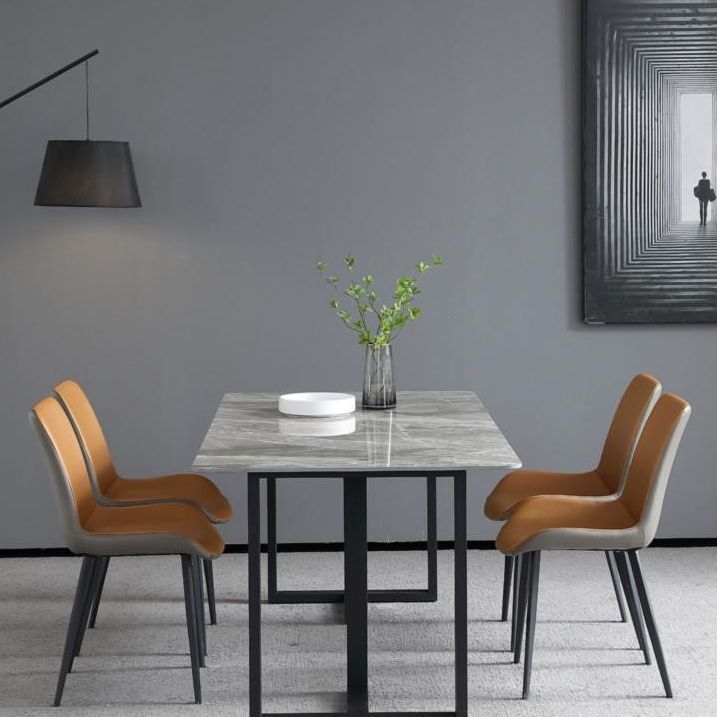 Gesinterde stenen eettafel moderne dubbele voetstuktafel voor thuisgebruik