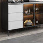 Contemporary Glass Doors Sideboard Table Stone Side Board with Drawers and Storage