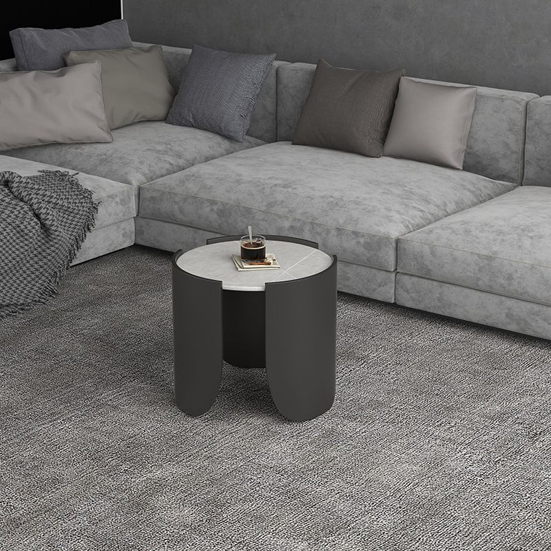 Modern Style White/black Rock Slab Top Round Metal Craft Coffee Table Clearhalo 'Coffee & Accent Tables' 'Coffee Tables' 'coffee_tables' 'furn' 'furn_coffee_tables' 'Furniture' 'Living Room Furniture' 1200x1200_a7d23063-2cee-4871-9942-c1210b2e4267