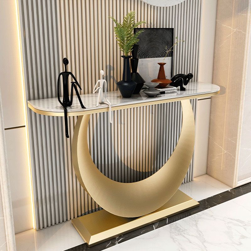 Tavolo di divano console di ferro moderno Stone Mezza Luna Console Tavolino per Hall