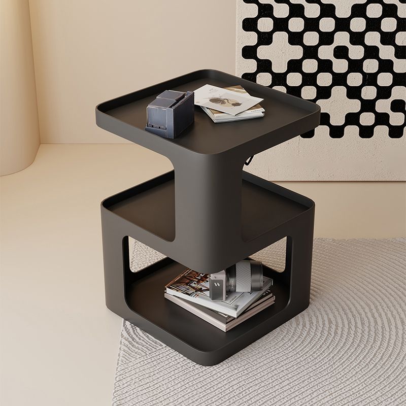 Ultra-Modern Side End Snack Table with Metal Shelves Bedroom Side Table Clearhalo 'Coffee & Accent Tables' 'End & Side Tables' 'end_side_tables' 'furn' 'furn_end_side_tables' 'Furniture' 'Living Room Furniture' 1200x1200_a7d578b8-ea98-4d45-b0ad-ee69beb24dbe
