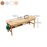 Modern Solid Wood Office Desk Rectangle Task Desk with 1 Shelf for Home