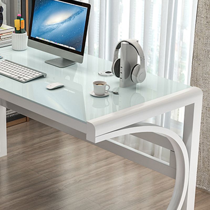 Zeitgenössischer Büro Schreibtisch Glas Antiquitäten Finish Computertisch mit Metallbeinen