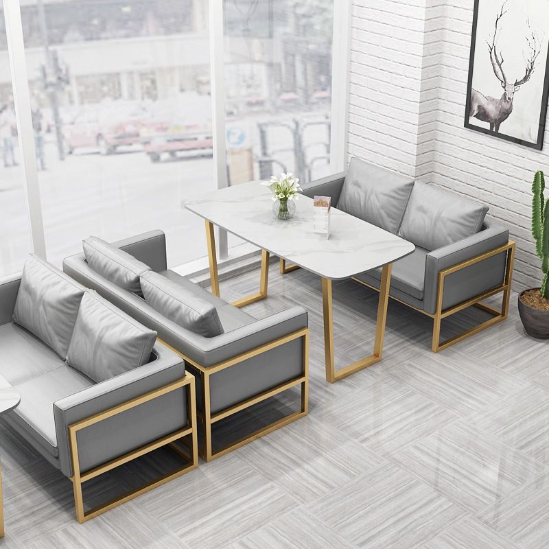 Industrial Style Dining Table Sintered Stone Sled Dining Table with Gold Frame Clearhalo 'Dining Tables & Seating' 'Dining Tables' 'dining_table' 'furn' 'furn_dining_table' 'Furniture' 'furniture_dining_table' 'Kitchen & Dining Furniture' 'kitchen' 'kitchen_dining_table' 1200x1200_a7d7f3f3-1422-4d53-b001-313eefbaaaed