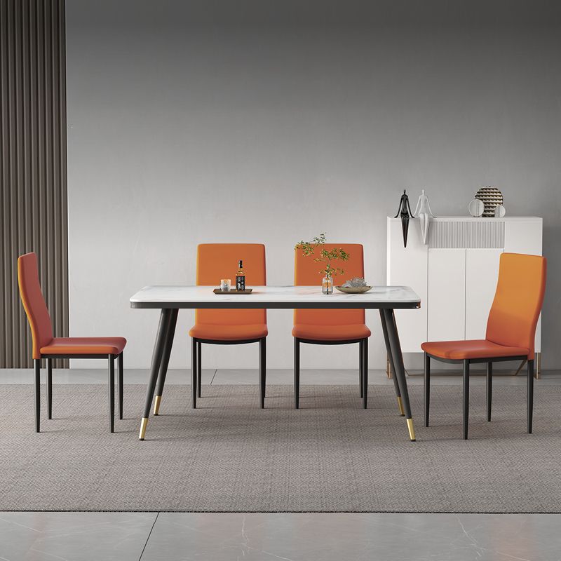 Scandinavian Home Side Chair Solid Back Upholstered Metal Dining Room Chair Clearhalo ' kitchen&dining_furn' 'Dining Chairs' 'Dining Tables & Seating' 'dining_chair' 'Furniture' 'furniture_dining_chair' 'Kitchen & Dining Furniture' 'kitchen' 1200x1200_a7d95908-7408-44f4-9f5d-3fd1e3a399d8