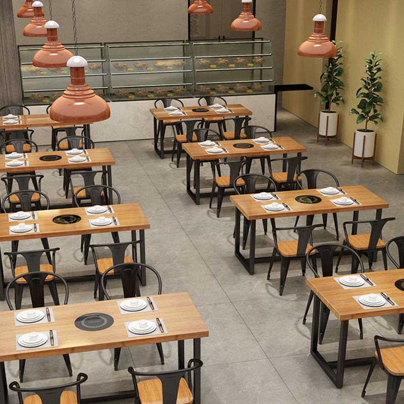 Industrial Dining Set 1/5 Pcs Solid Wood Top Dining Table and Armless Chairs Clearhalo 'Dining Room Sets' 'Dining Tables & Seating' 'dining_room_set' 'furn' 'furn_dining_room_set' 'Furniture' 'Kitchen & Dining Furniture' 1200x1200_a7db64b3-e836-4e2e-b6ec-27be2835883b