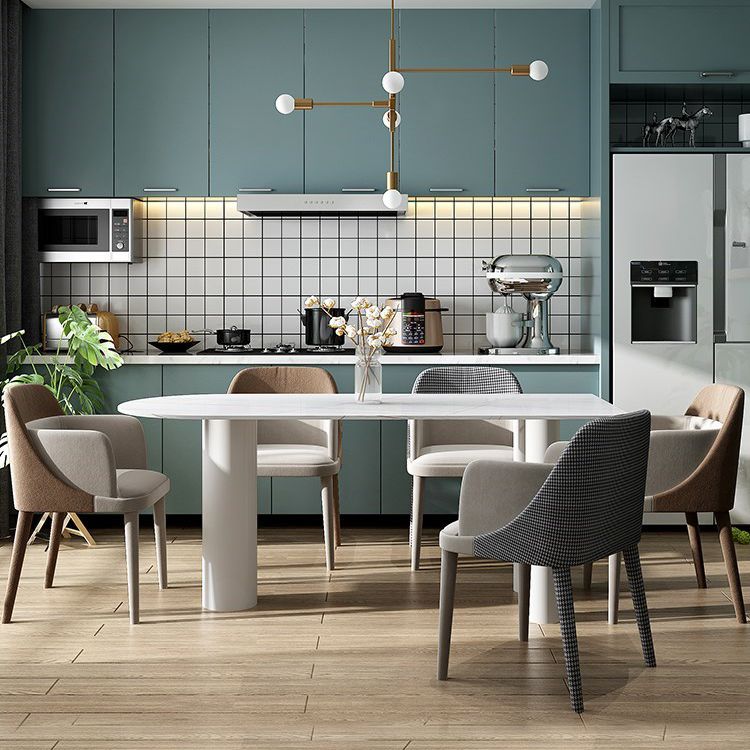 SinteredStone Home Dining Table Modern White Dining Room Table Clearhalo 'Dining Tables & Seating' 'Dining Tables' 'dining_table' 'furn' 'furn_dining_table' 'Furniture' 'Kitchen & Dining Furniture' 1200x1200_a7dccec2-2821-442b-8931-cdaed3b5a050