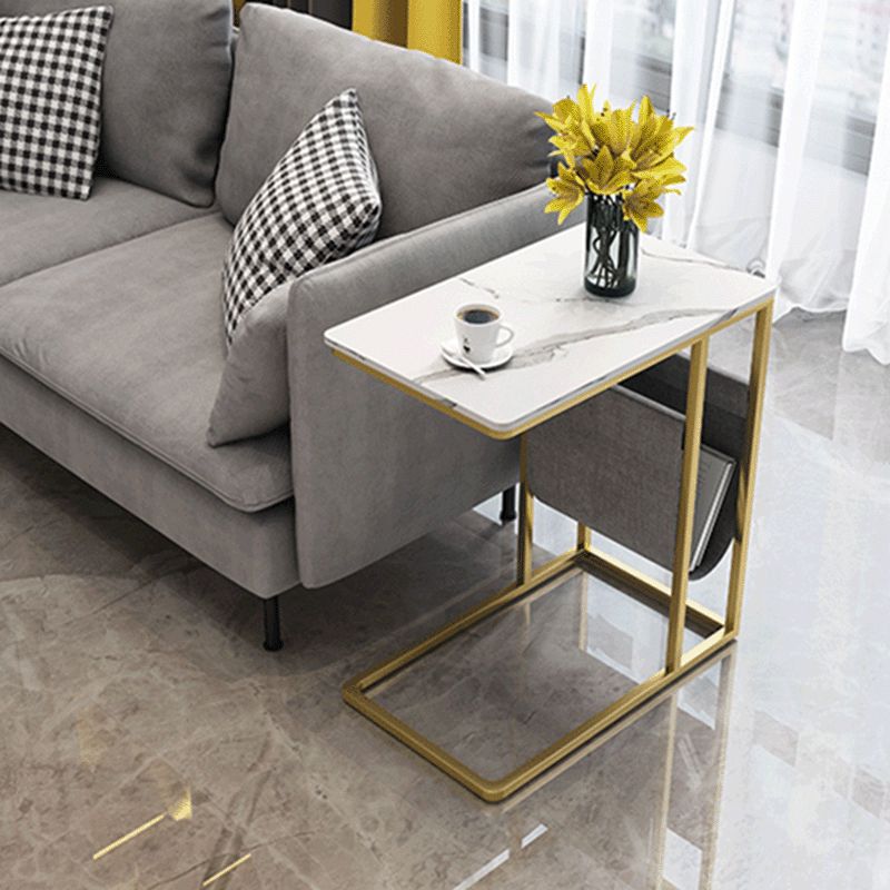 24,4 "hoher Ironcraft C Bodentisch Rechteckig Faux Marmor Top End Table mit Lagerung