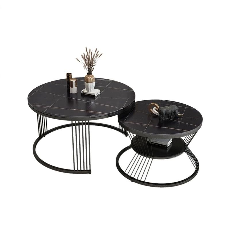 Tavolino da caffè moderno a 2 pezzi in ardesia. Tavolino minimalista moderno